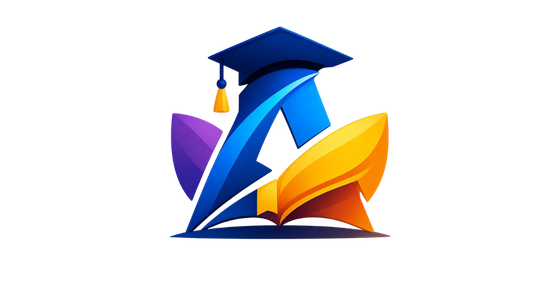 Professional education academy logo with graduation cap and colorful books